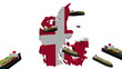 Denmark map flag with container ships animation