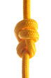 Rope with marine knot on white background. series of photos iso