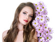 Portrait of woman with flowers