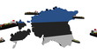 Estonia map flag with container ships departing animation