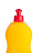 Yellow plastic bottle isolated on a white background