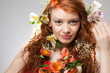 Photo: Portrait of beautiful woman with spring flowers Portrait of beautiful woman with spring flowers