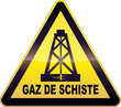 Panneau de danger jaune forage gaz de schiste (détouré)