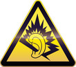 Panneau de danger jaune oreille endommagée (détouré)