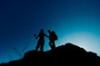 silhouettes of hikers