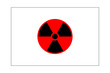 Japanese Radioacticity, Trefoil Symbol On Flag Of Japan Japanese Radioacticity, Trefoil Symbol On Flag Of Japan