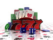Casino Concept with cards, dice and chips