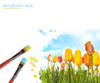 Painting tulips landscape