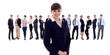 businesswoman with her team behind