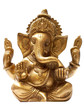 Golden Hindu God Ganesh over a white background