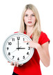 Young beautiful woman with the clock / Zeitumstellung