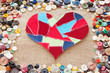 fabric scraps heart on texture background. Valentine's Day. Butt