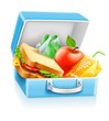 lunch box with sandwich apple
