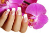 French Nägel mit rosa Orchidee French Nägel mit rosa Orchidee