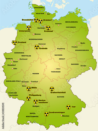 Vektor: Deutschland Standorte Atomkraftwerke Deutschland Standorte Atomkraftwerke