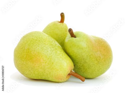 Photo: Three pears isolated on white background Three pears isolated on white background