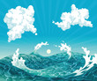Waves. Vector illustration, isolated objects Waves. Vector illustration, isolated objects