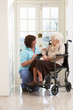 Carer With Disabled Senior Woman Sitting In Wheelchair