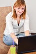 Morning coffee in internet cafe - Beautiful young girl checking Morning coffee in internet cafe - Beautiful young girl checking