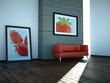 3d Rendering rotes Sofa