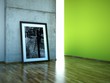 Atelier Bild vor Betonwand grün