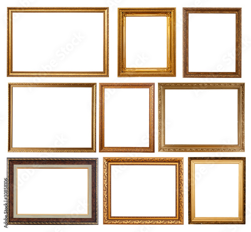 Photo: Set of 9 gold frames Set of 9 gold frames