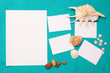 Sheets of paper with shells