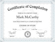 CERTIFICATE OF COMPLETION LAYOUT