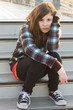 Cute Teenage Girl with Serious Expression