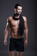 Closeup of a muscular handsome man in underwear