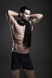 Closeup of a muscular handsome man in underwear