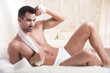 Closeup of a muscular handsome man in underwear Closeup of a muscular handsome man in underwear