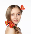 Portrait of the beauty young blond girl
