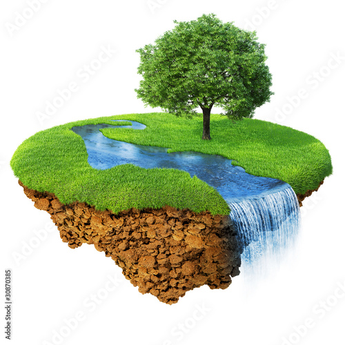 Illustration: Idyllic natural landscape on fairy island. Series. Idyllic natural landscape on fairy island. Series.