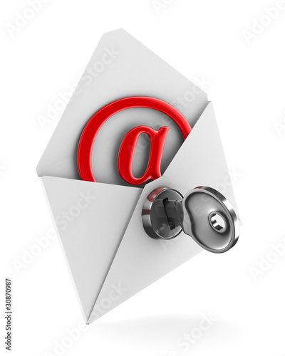 Illustration: E-mail concept on white background. Isolated 3D image E-mail concept on white background. Isolated 3D image