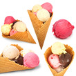 Collection of ice creams isolated on white