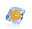 Orange slice in ice cube