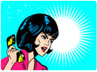 Angry Woman On Phone Retro Clip Art Comics Book style banner