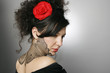Woman with fashion hairstyle and body painting