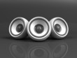 white audio system over grey background white audio system over grey background