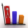 Stickman klettert an Diagramm hoch