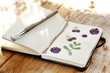 dry plants on the notebook