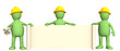 3d builders with rolls of documents