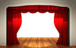 Stage with open curtain