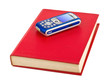 Mobile phone on book