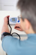 woman measured her blood pressure woman measured her blood pressure