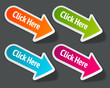 Vector click here message on arrow stickers set Vector click here message on arrow stickers set