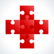 Image : Red plus from puzzle vector illustration