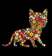 vector floral kittens