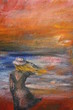 Girl and the Ocean. Hand painted illustration. Girl and the Ocean. Hand painted illustration.